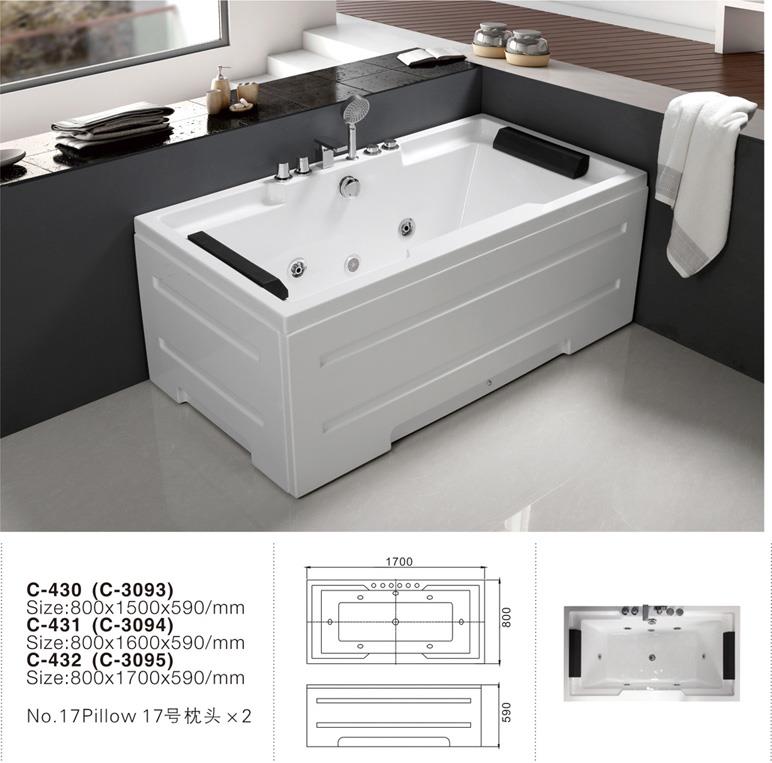 C-3093 C-3094 C-3095 - اکسیلیک مستطیلی ماساژ توالت ماساژ حمام دو نفره Tub.jpg