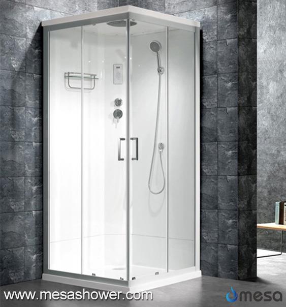 باز کردن گوشه اتاق کابین دوش کشویی با سینی پایین