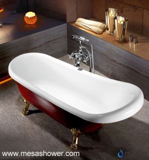 کفی پا دمپایی وان حمام آکریلیک، قرمز، 67 ''