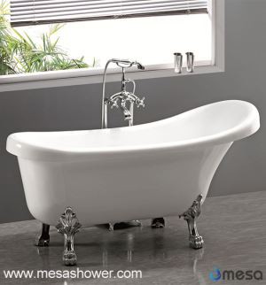 وان حمام آکرولیک کفی پا دمپایی بیضی، سفید، 67 ''