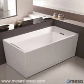 لهستانی سفید Simple Acrylic bathtub مستطیل برای حمام یک نفره