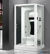 اتاق دوش با قاب آلومینیومی رنگی سفید با صندلی